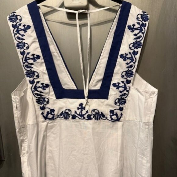 Retro Embroidered Floral Nautical / Sailor Mini Dress - Picture 7 of 16